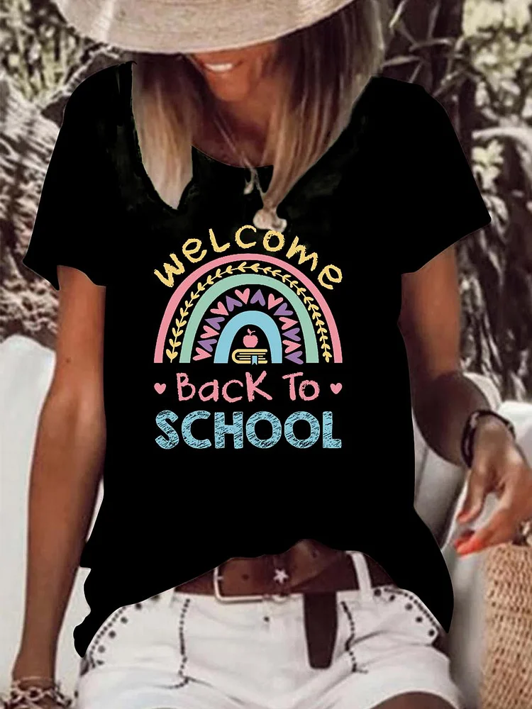 Welcome Back to School Raw Hem Tee-Annaletters