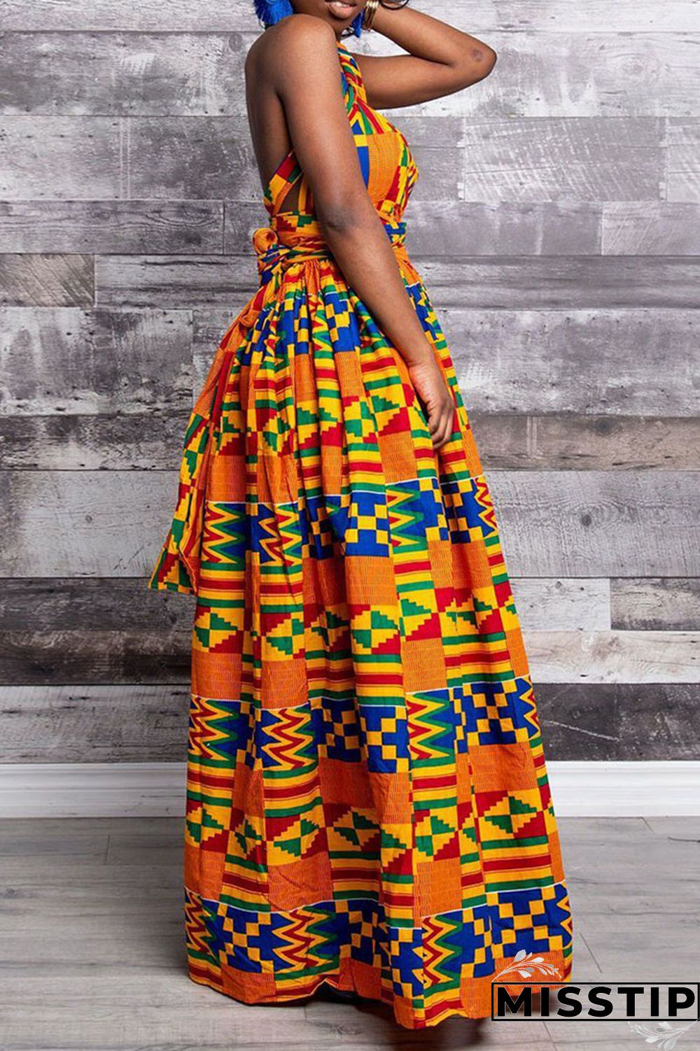 Red Vintage Elegant Print Patchwork Asymmetrical Collar A Line Dresses