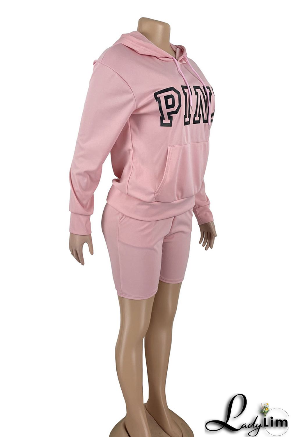 Deep Blue Casual Print Patchwork Hooded Collar Long Sleeve Two Pieces