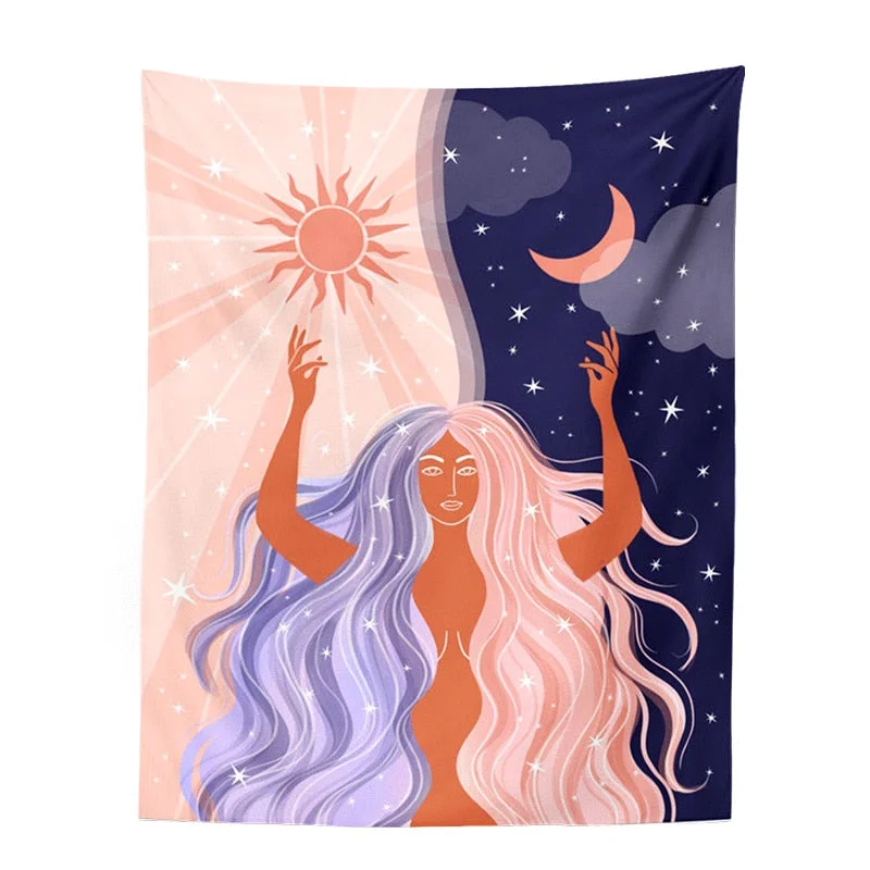 Indian Moon Phase Girl Mandala Tapestry Wall Hanging Boho decor macrame hippie Witchcraft Tapestry wall decoration cloth