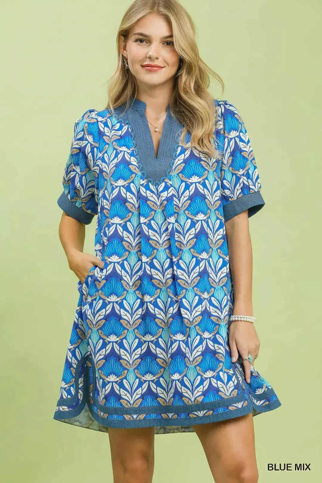 Umgee Mix Tile Print Mini Dress mysite idetrend