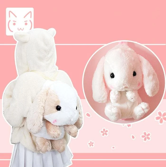 4 Colors Lolita Lop-ear Bunny Plush Backpack SP164874