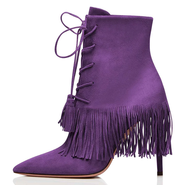 Purple best sale fringe boots