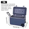 [US Local Warehouse] 70L White Cooler with Wheels Hard Shell Ice Chest Keep Food Warm Rolling Wheeled Camping Cooler for Beach Drink Beverage Picnic Fishing