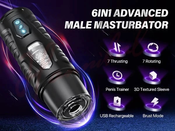 Electric Pocket Pussy for Men 7 Thrusting Rotating Modes Masturbator Cup