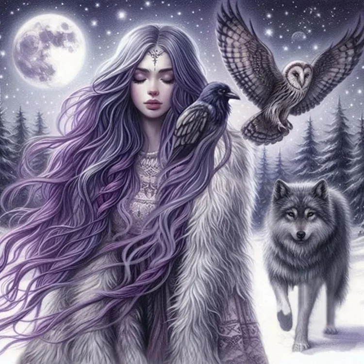 Purple-Haired Girl - Full Round Drill Diamond Painting - 40*40CM(Canvas)