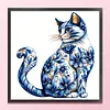 Blue Porcelain Cat - 11CT Stamped Cross Stitch 40*40cm tapestrymarket