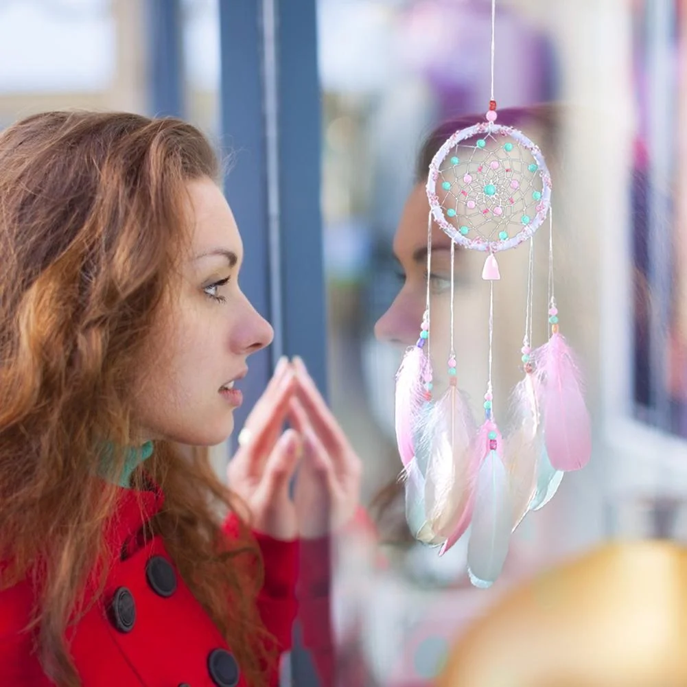 Hollow Wind Chimes Handmade Dreamcatcher Feather Pendant Wall Hanging Decor