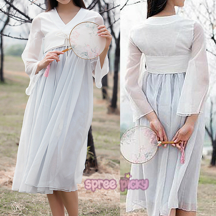 S/M/L Grey Han Chinese Clothing Dress SP166987