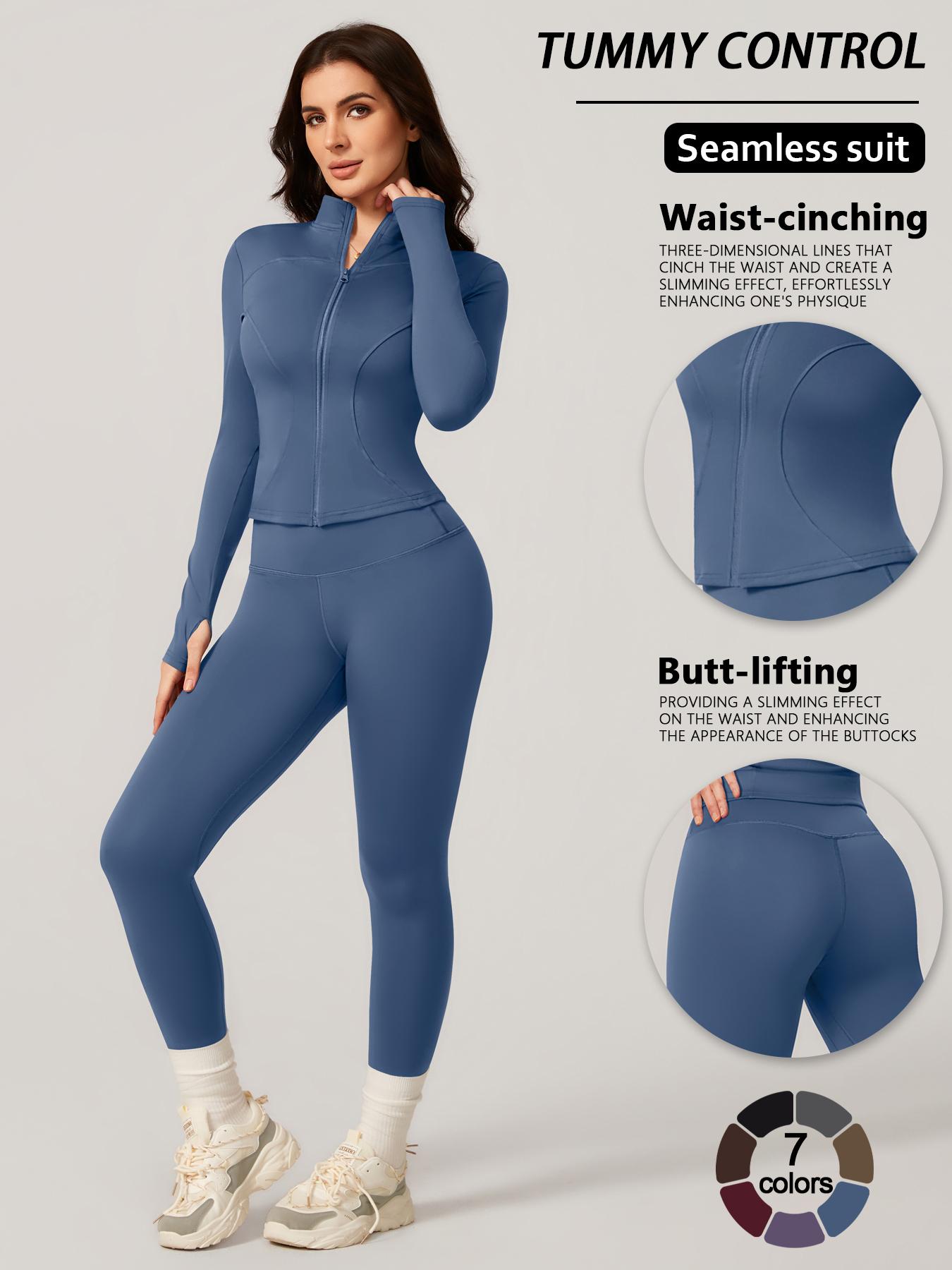 Women's Two-Piece Slim-Fitting Workout Set, Long Sleeve Top and Below-Ankle Sports Pants with Natural Waistline, All-Season Wearable Comfort Tracksuit Set, Stretchy Suit Set, Sportswear Set Women's Two-Piece Slim-Fitting Workout Set, Long Sleeve Top and Below-Ankle Sports Pants with Natural Waistline, All-Season Wearable Comfort Tracksuit Set, Stretchy Suit Set, Sportswear Set