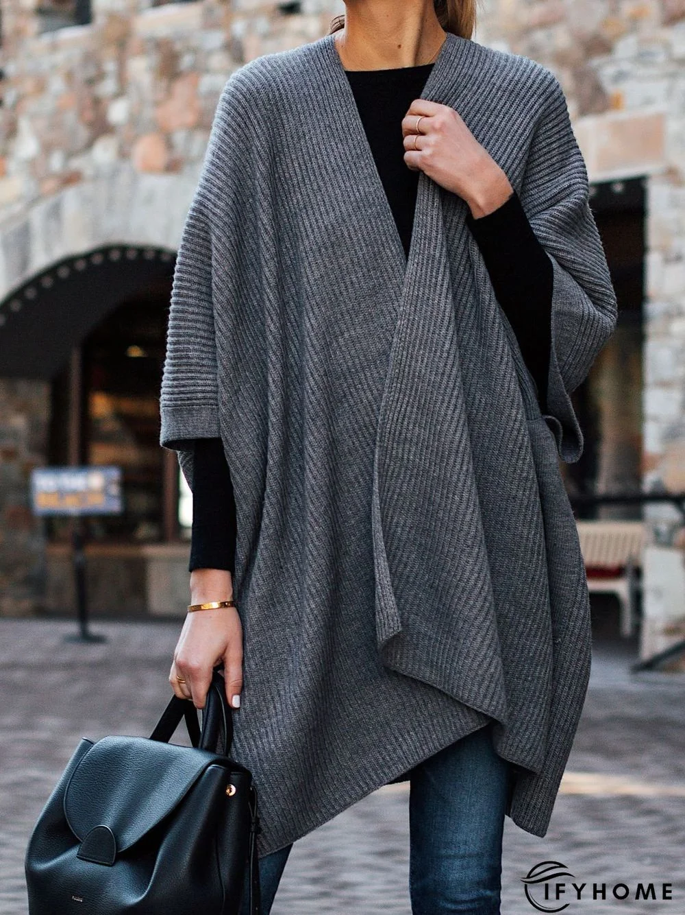 Collarless Casual Solid Cardigan | IFYHOME