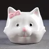 [US Local Warehouse] Cat Ceramic Succulent Pot Bonsai Container Resin with Drain Hole for Home Office