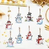 8Pcs noël bonhomme de neige double face-bricolage porte-clés