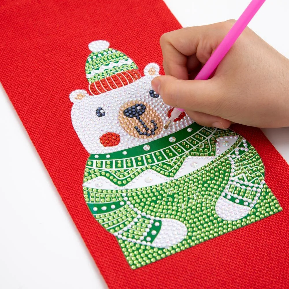 DIY Diamond Painting Xmas Wine Bottle Bag - Polar Bear