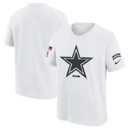 Youth Dallas Cowboys  White 2024 Salute To Service T-Shirt