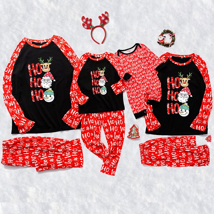 Christmas Deer and Santa Claus Matching Family Pajamas Sets