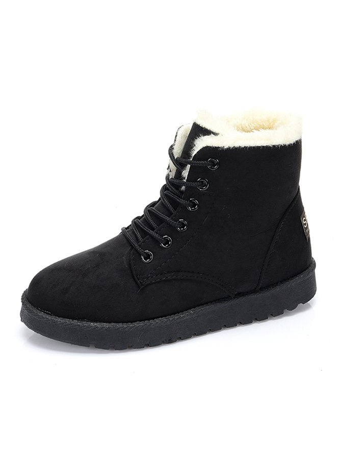 Simple Plain Suede And Velvet Warm Short Snow Boots CS579- Fabulory