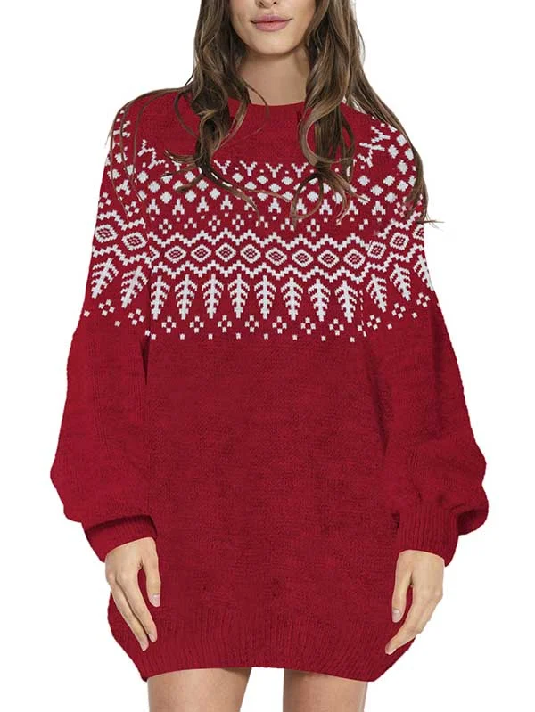 Women's Ugly Christmas Sweaters Dress Cute Oversized Dress-elleschic