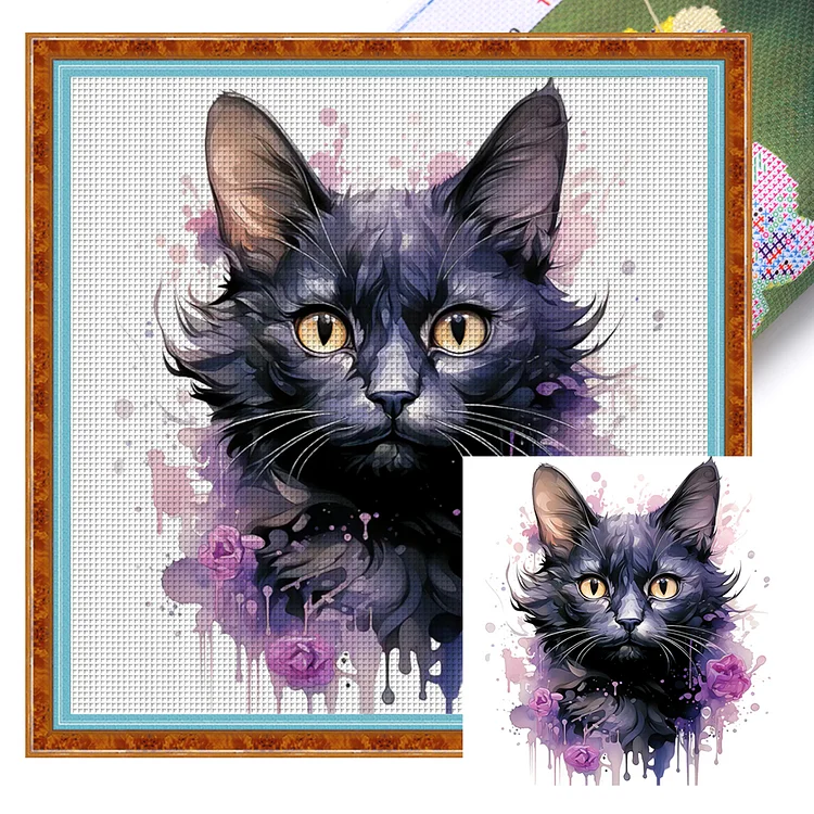 Halloween Black Cat (40*40cm) 14CT Stamped Cross Stitch gbfke