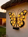 Solar Powered Outdoor Metal Butterfly Wall Lamps IP65 Waterproof Wall-Mounted Garden Butterfly Lights Auto On/Off Outdoor Fence Wall Art Decor Light for Patio Garden Fence Porch Decors