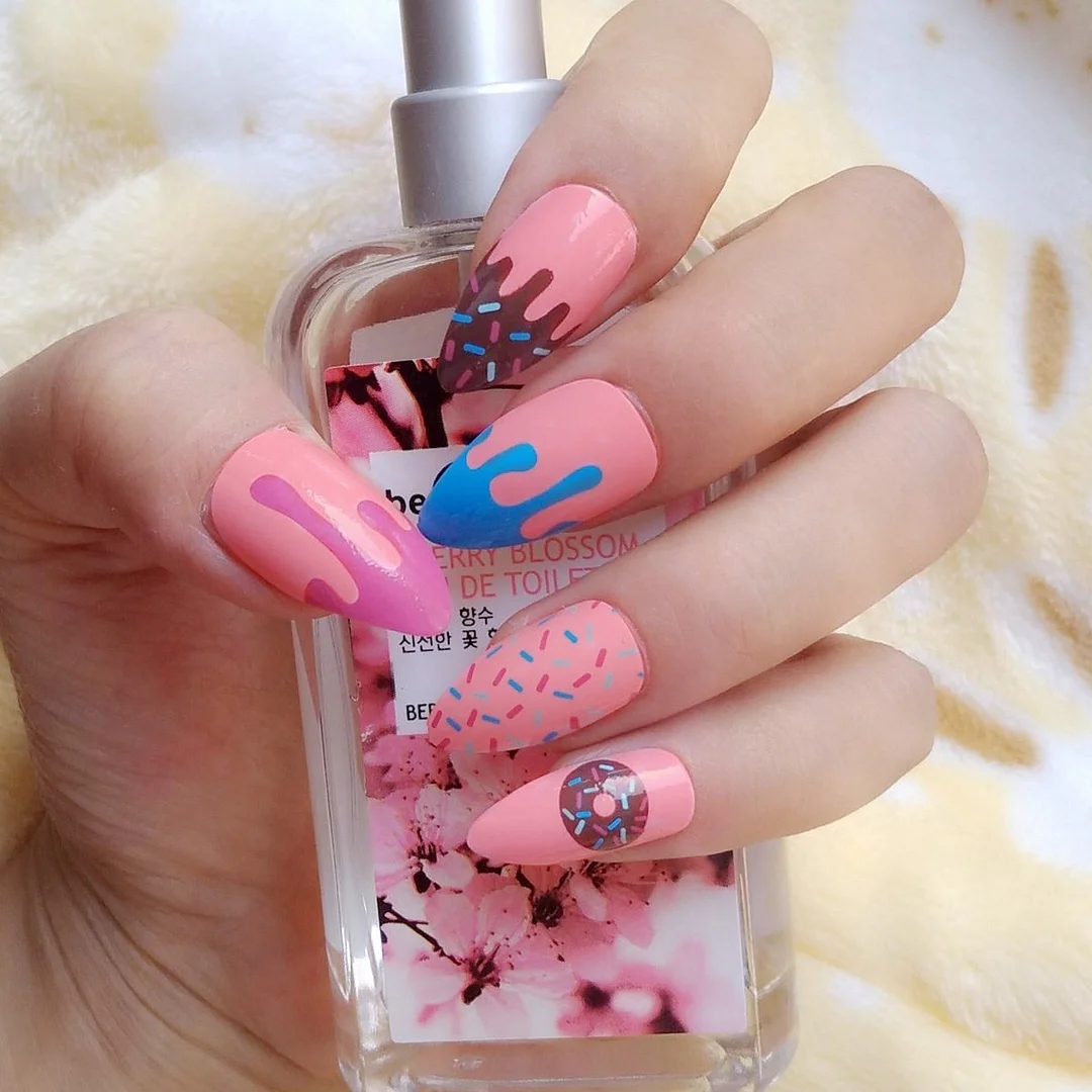 Dream Catcher Short Stiletto False Nails With Design Press On Artificial Fake Nails Tips DIY Full Cover Manicure Tool-Nail Inspo