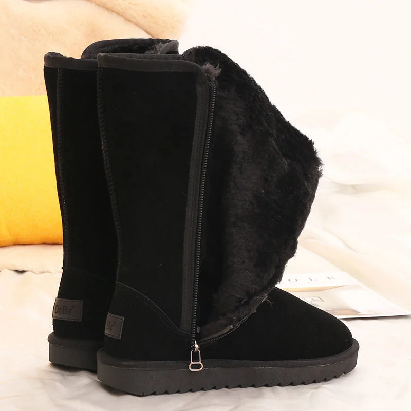 2021 Suede Leather Women Shoes Warm Ladies Snow Boots Winter Plush Fluffy Anti-cold Boots Thick Bottom Zipper Causal Botas Mujer
