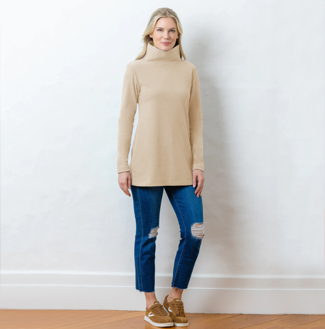 Ootddress Fleece Women's Turtleneck Sweatshirt Long Sleeve Bodycon Basic Pullover Oversized Knit Tops Basic Inner Jumper Sweatshirts