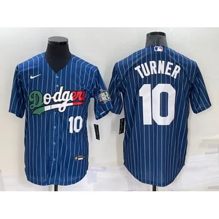 Men's Los Angeles Dodgers #10 Justin Turner Navy Mexico Cool Base Stitched Baseball Jersey 5PJV