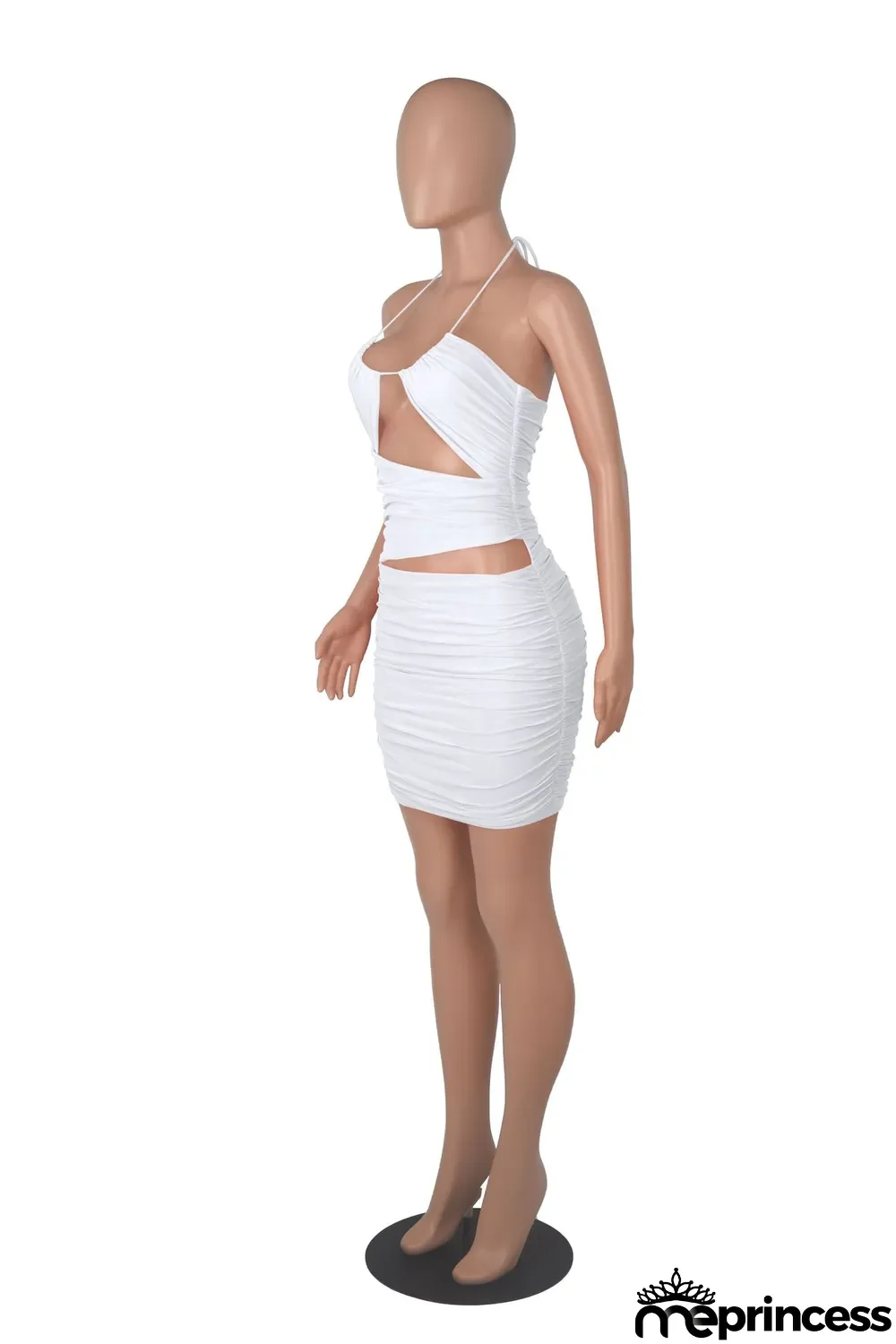 Women Summer Straps Sexy Pleated Backless Bodycon Dress