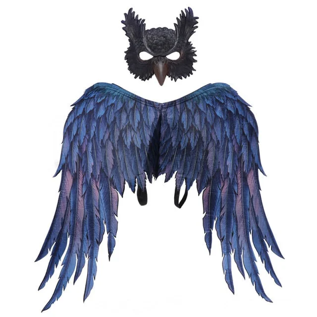 Halloween Carnival Costumes Owl Mask Wings Cosplay Props