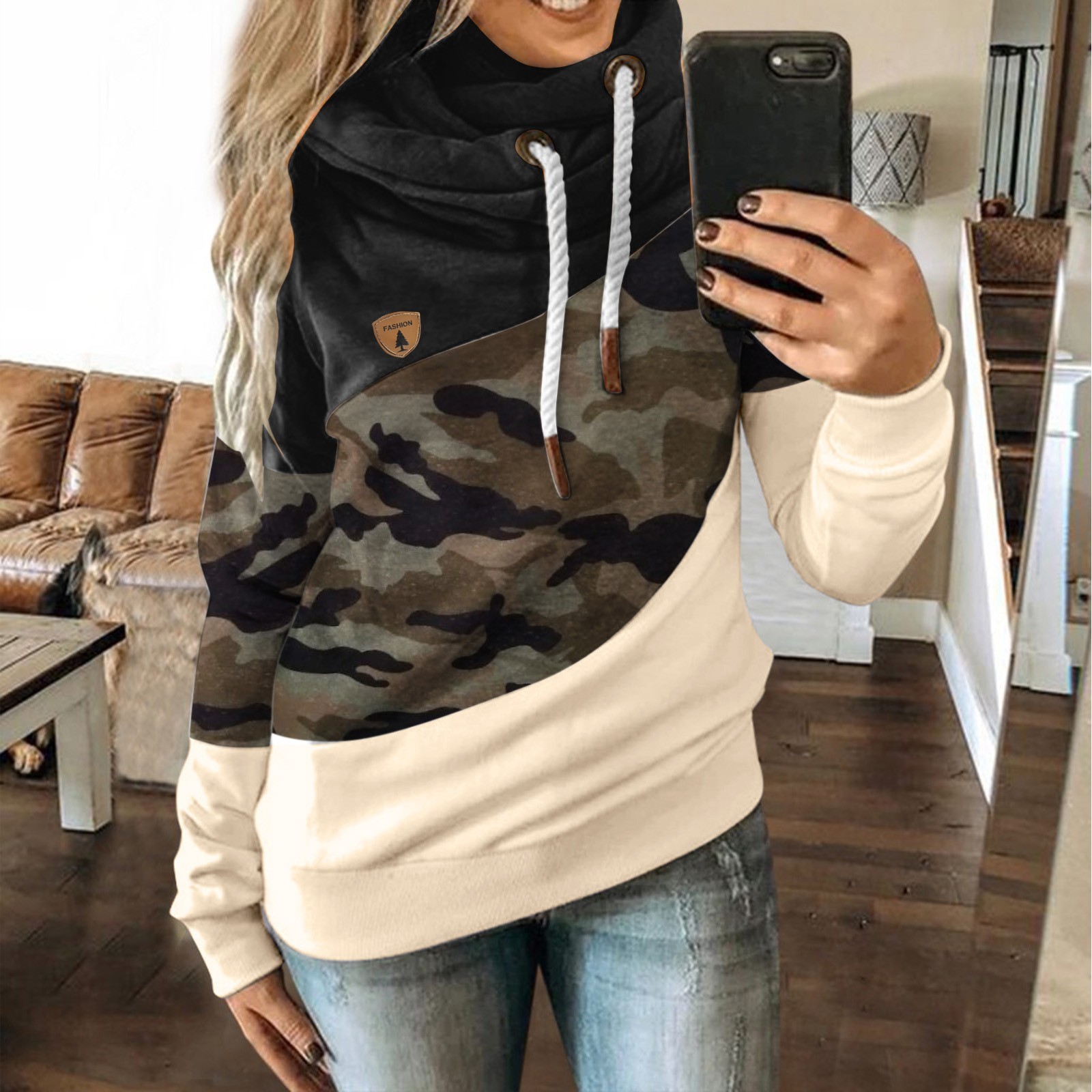 Women Print Streetwear Long Sleeve Hoodies Plus Size