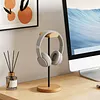 Headphone Stand with Solid Wooden Base Desktop Gaming Earphone Holder Anti-Slip for Organizing All Headphones Accessories