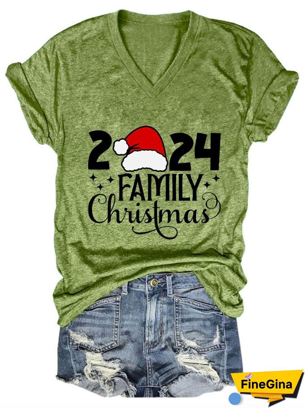 Women's 2024 Family Christmas V-Neck T-Shirt