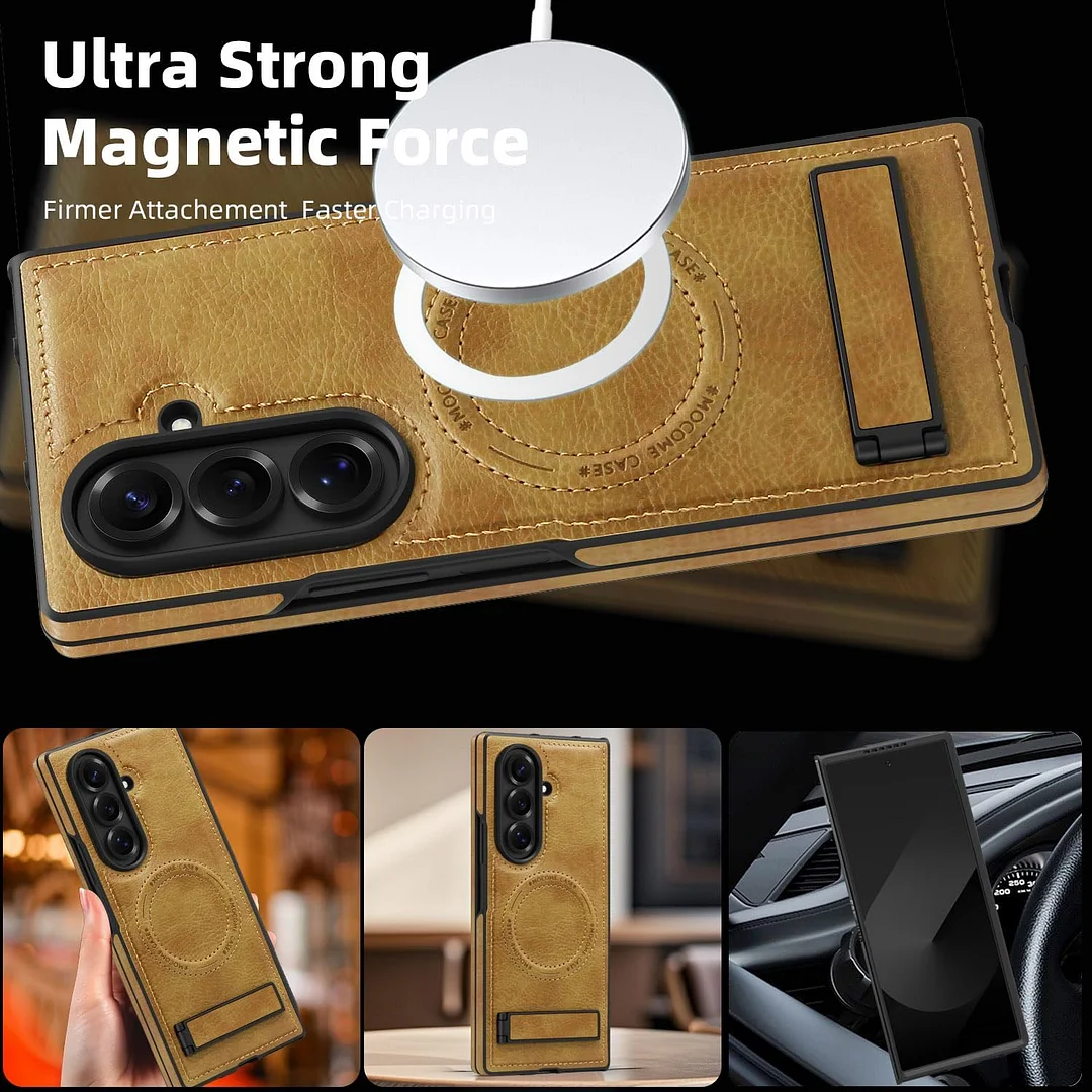 Samsung Galaxy Z Fold 6 Leather Case Magnetic Protective Case Holder Phone Case