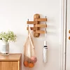 Wall Hooks, Oak Wood Wall Hooks with 5 Folding Swivel Arms, 12 Inch Long Wall Mounted Coat Rack, Hat Hooks