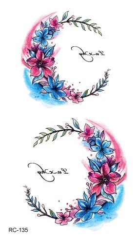 52 Kinds Watercolor Flora Lavender Waterproof Fake Tattoos Temporary Women Arm Chest Ankle Stickers Floral Body Art Tatto Flower