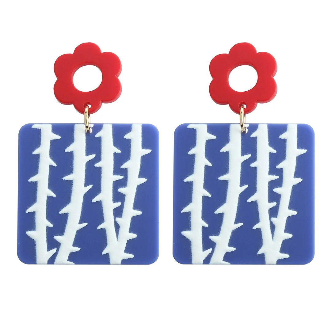 Dvacaman 2021 Fashion Multi-type Geometric Hand Painted Cartoon Fruits Flower Acrylic Resin Drop Earrings Women Colorful Jewelry