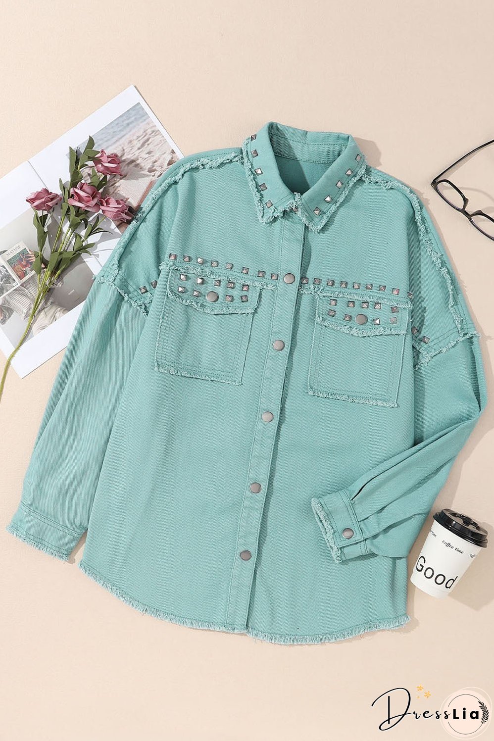 Frayed Riveted Denim Jacket