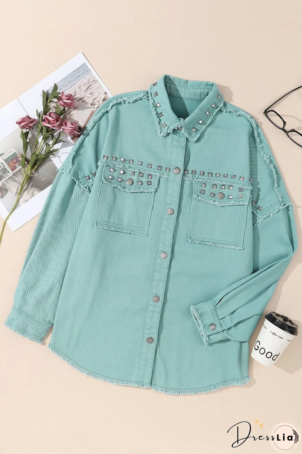 Frayed Riveted Denim Jacket