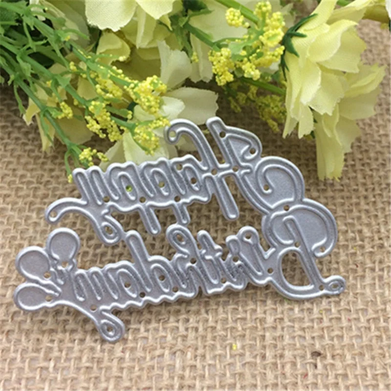 Wish letters happy birthday Metal cutting dies Stencil Scrapbooking Photo Album Card Paper Embossing Craft DIY Die Cut