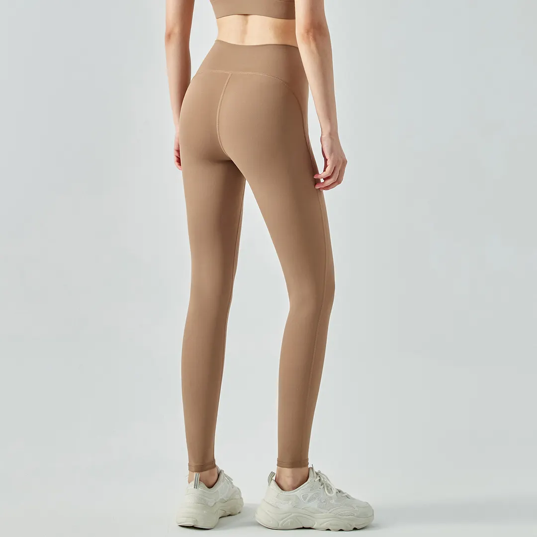Shop anti-roll widened high waist butt lifting sustainable sports yoga leggings online on Hergymclothing Cocoa