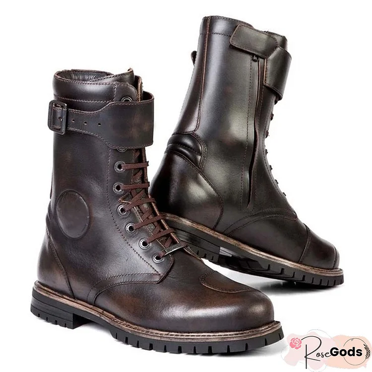 Men's Buckle Army High Boots-Black Friday Sale 35% Off