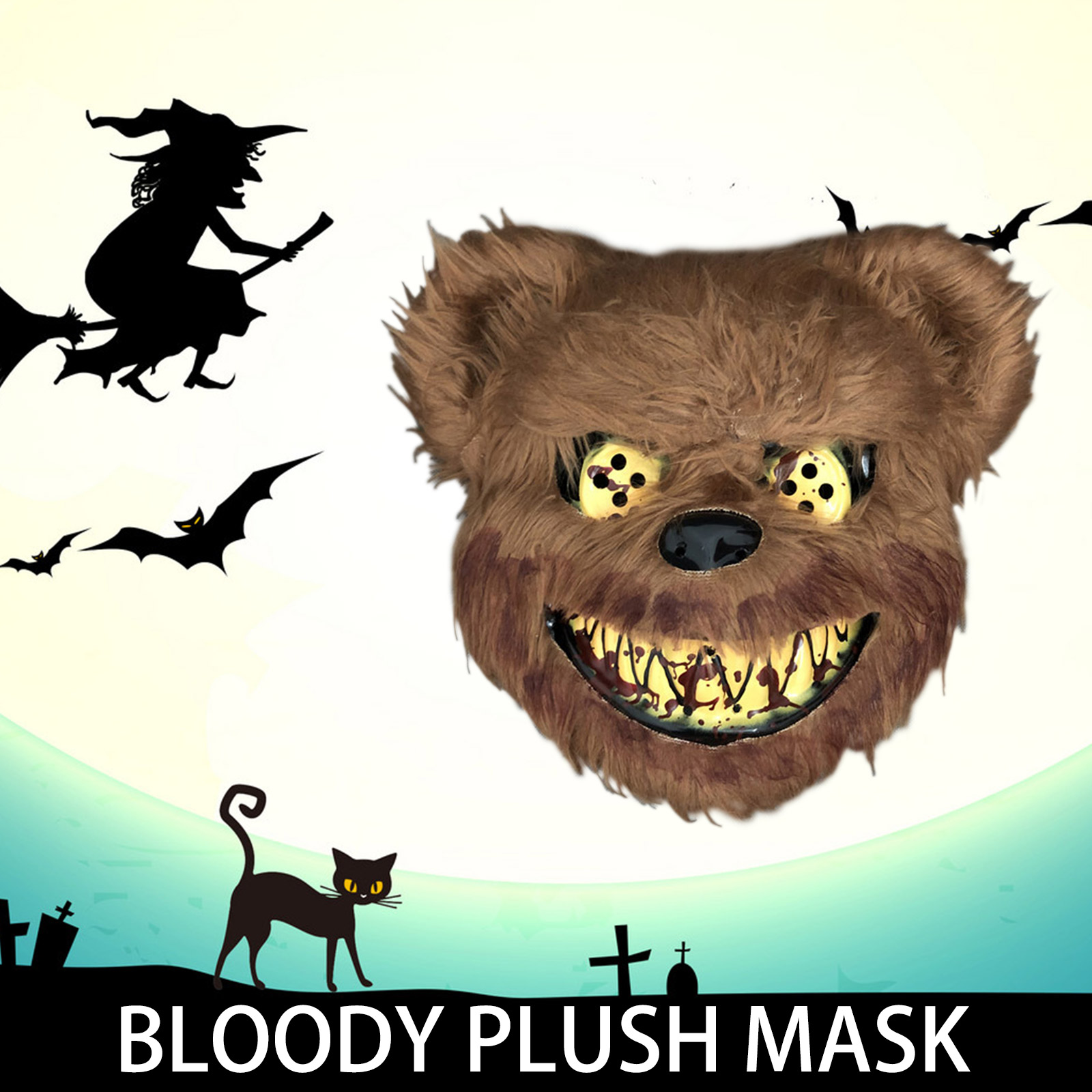 

Bear Rabbit Halloween Scary Mask Blood Plush Mask Cosplay Costume Props, 501 Original