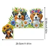 (US Local)Dog Flowers 5D DIY Wooden Diamond Painting Door Topper for Party (Left)