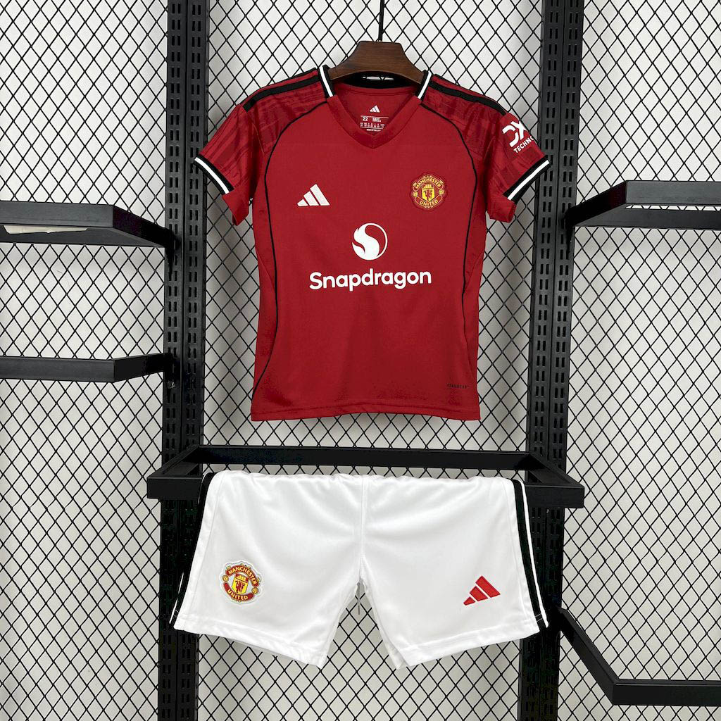 2025-2026 KIDS Manchester United Home Football Shirt 1:1 Thai Quality  Maxi Kit