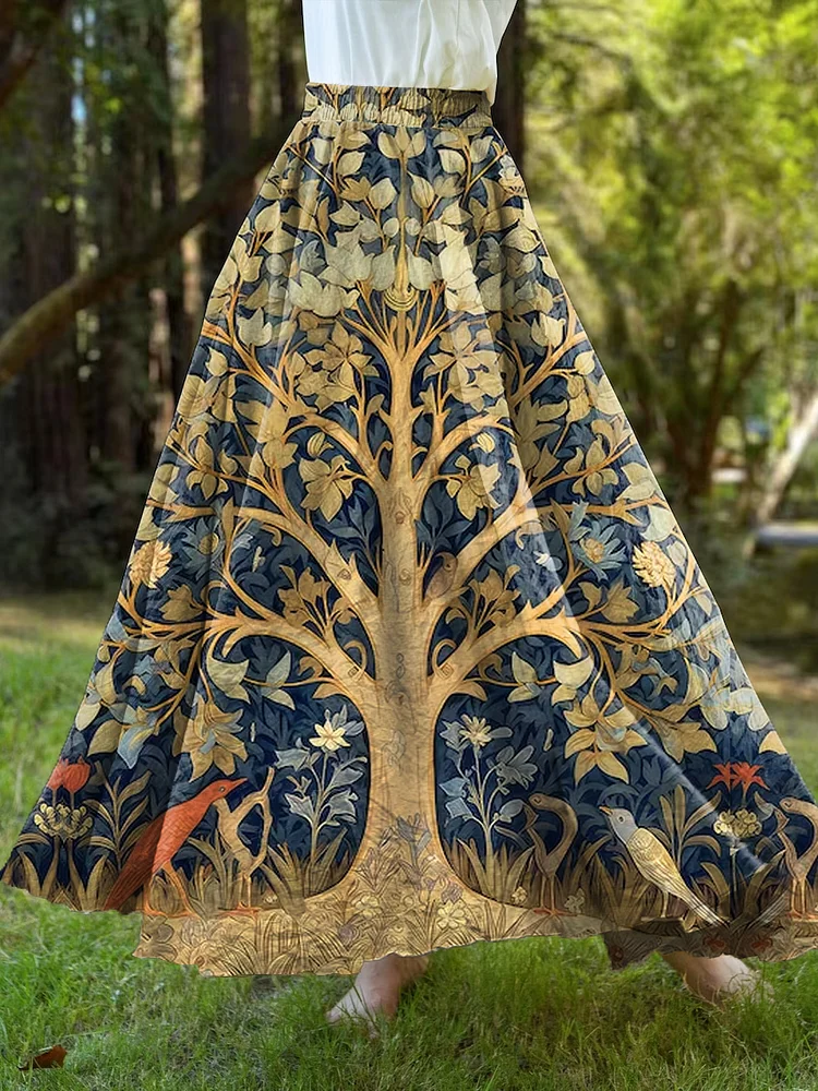Women's Retro Mystical Tree Of Life Spiritual Art Print Skirt​