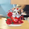 DIY Dog Rose Acrylic Special Shape Diamond Painting Desktop Ornaments