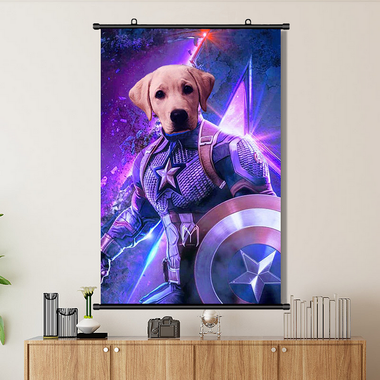 Creative Superhero Captain America Poster With Hanger Frame