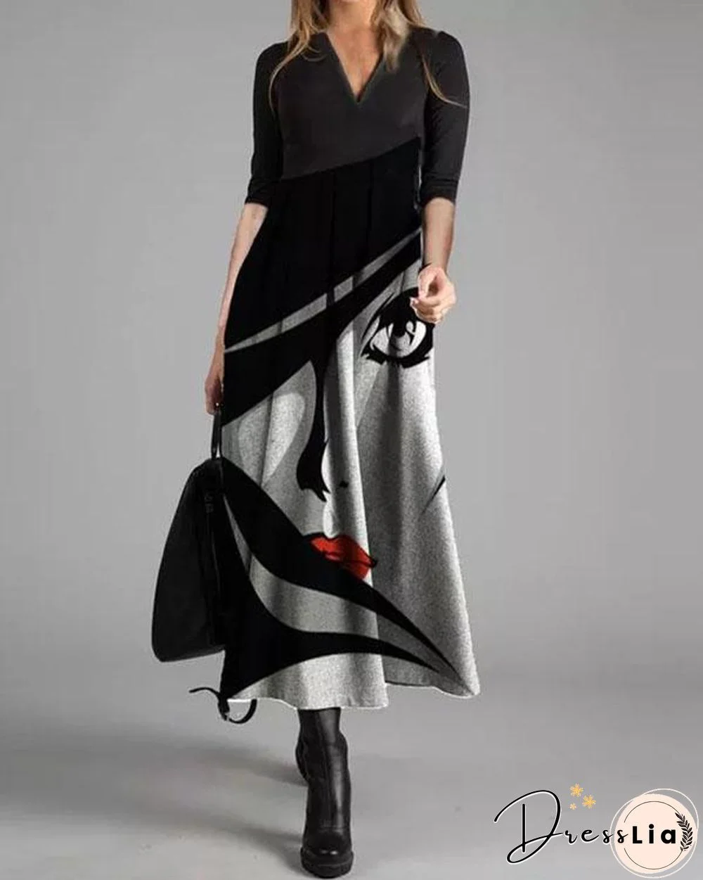 Elegant Gowns Character Print Maxi X-line Dress