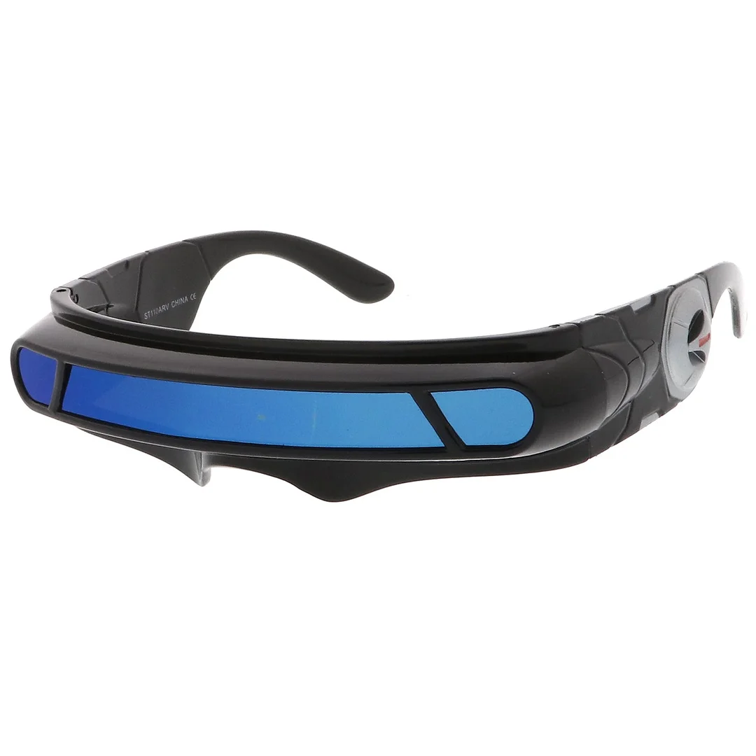 Futuristic Cyclops Shield Colored Mirror Mono Lens Wrap glasses 147mm
